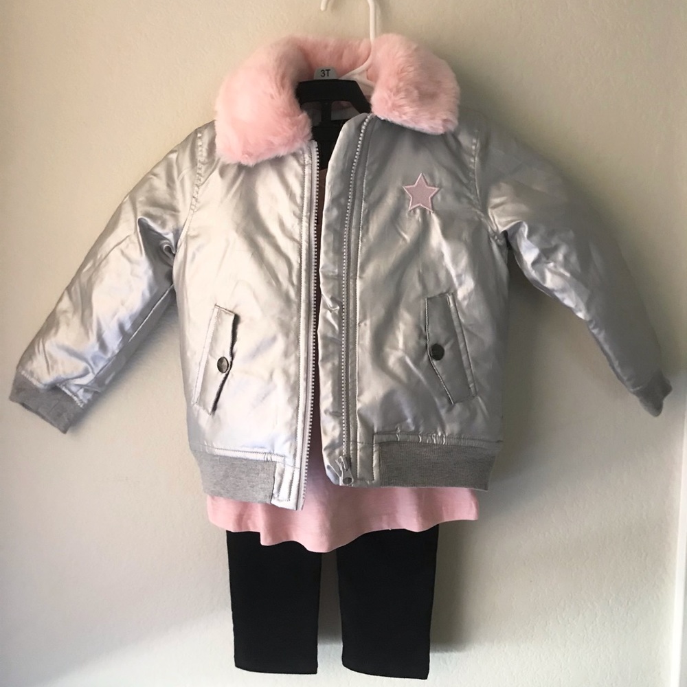 💕 NEW toddler girls jacket shirt pant set
